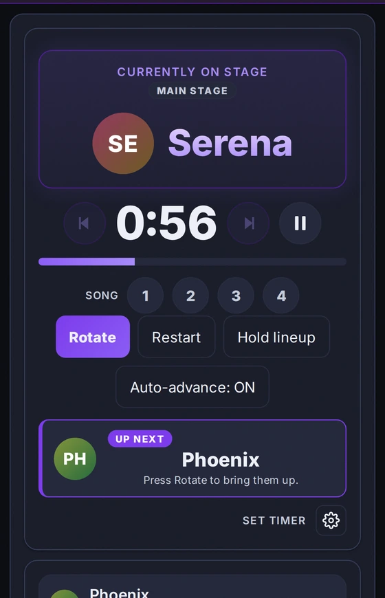 MyStageZone on a phone